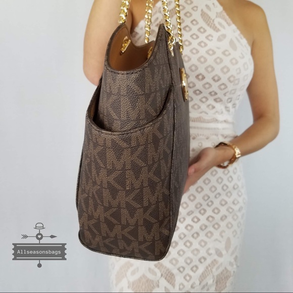 Michael Kors Jet set large chain tote brown gold - Picture 7 of 8